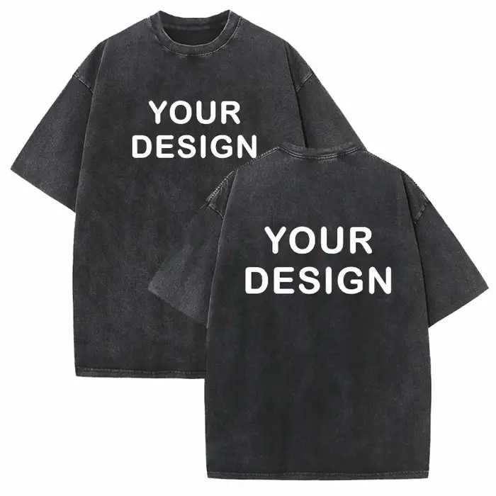 T-shirt personnalisé LOGO brodé imprimé rue Hip Hop 100% coton surdimensionné lavé T-shirt été rétro