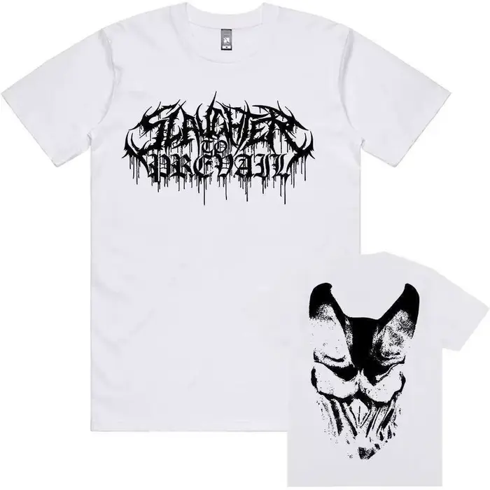 T-shirt graphique masque blanc Slaughter to Prevail Band Tee pour hommes et femmes