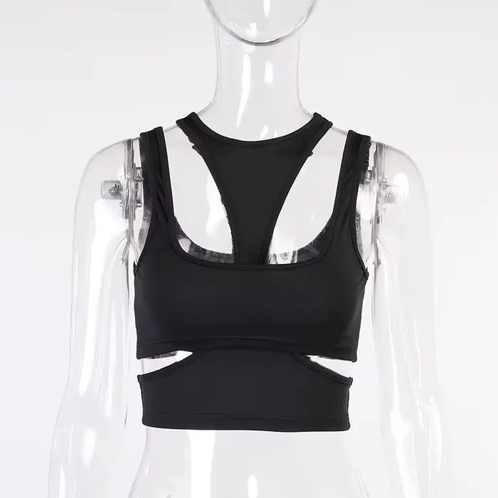 Y2k Sexy blanc découpé femmes T-Shirt sans manches mince T-Shirt femme vêtements 2023 été mode haut