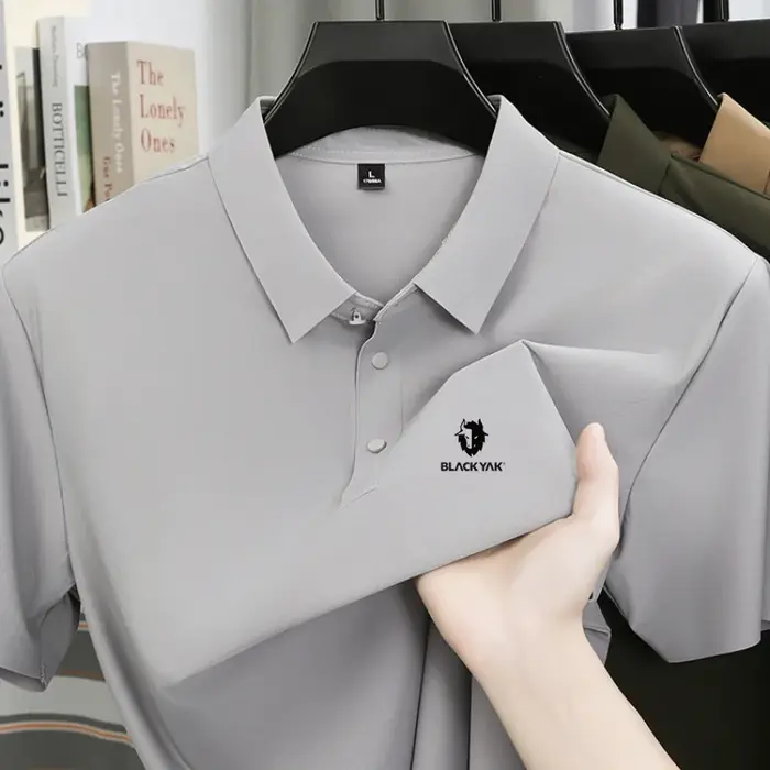 Polo de sport haut de gamme à manches courtes pour homme, haut imprimé tendance, nouvelle collection été, en soie glacée, confortable, respirant, T-shirt décontracté
