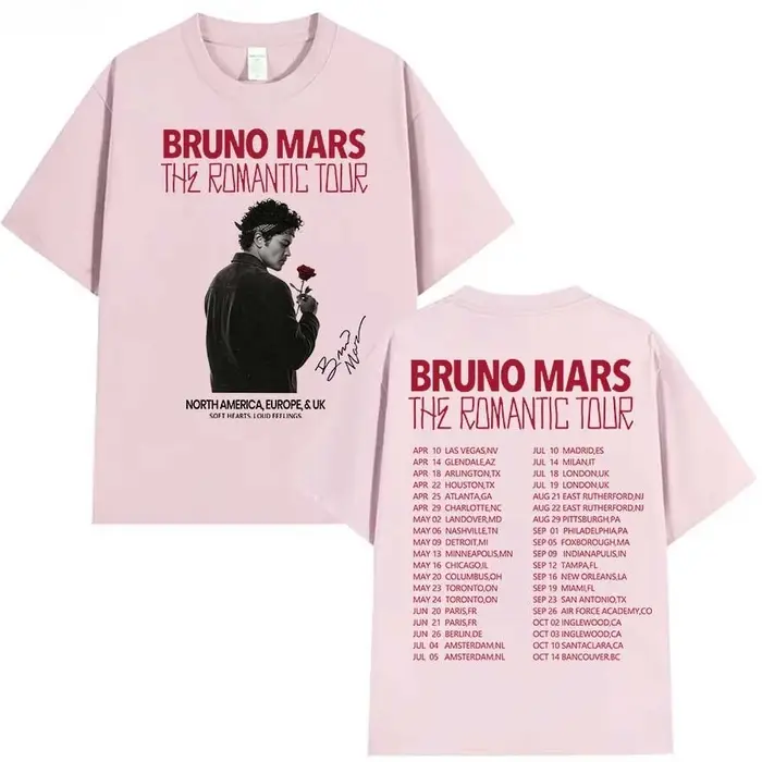 T-shirt Bruno Mars The Romantic Tour pour hommes et femmes