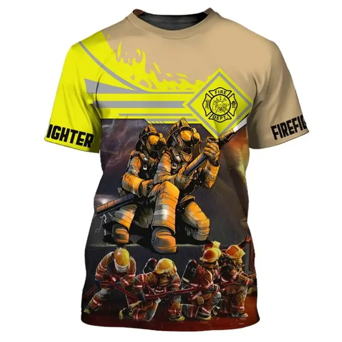 Nouveaux t-shirts imprimés en 3D avec motif de pompier pour hommes