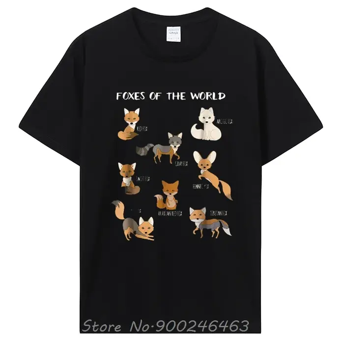 Renards du monde drôle renard animaux T-Shirt éducatif hauts à la mode coton