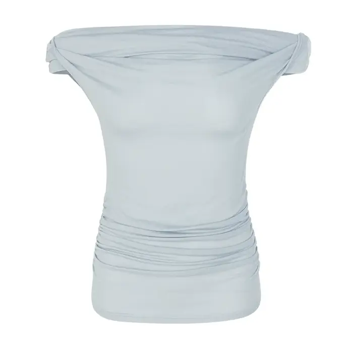 AEL femmes été coupe ajustée haut élastique Sexy asymétrique T-Shirt décontracté extensible Blouse pour dames