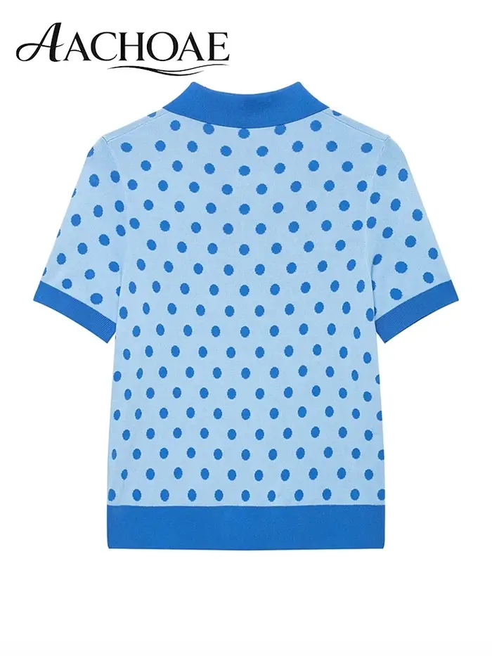 AACHOAE – polo en tricot à pois pour femmes