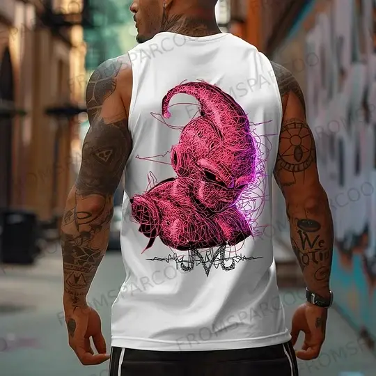 Débardeur de dessin animé de démon rose pour hommes