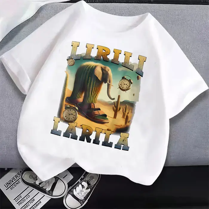 Italien Brainrot T-Shirt enfants dessin animé imprimé vêtements col rond basique garçons hauts absorbant chemises décontractées cadeau