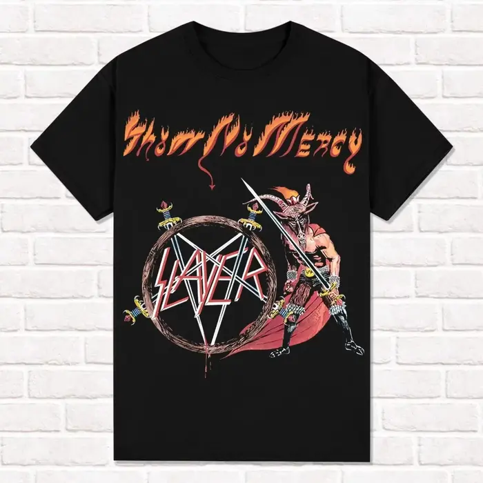 T-shirt Slayer noir Show No Mercy 1983 Thrash Metal Heavy Metal, t-shirt unisexe en coton à manches 