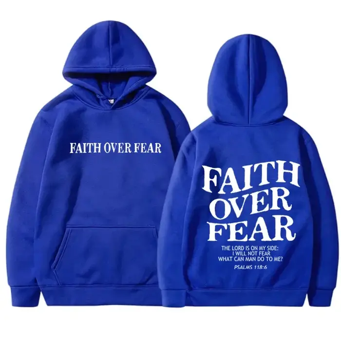FAITH OVER FEAR sweat à capuche imprimé pour hommes femmes décontracté à manches longues sweats à ca