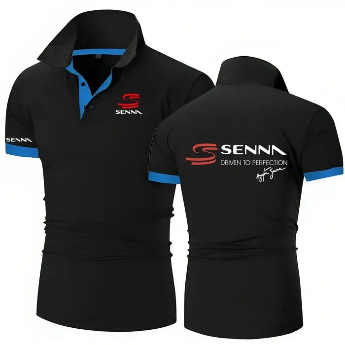 Hommes Polo Ayrton Senna Brésilien Formule 1 Légende Polos Graphique Surdimensionné Respirant Street