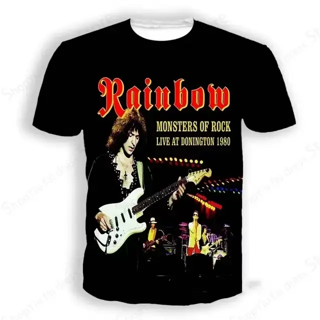 T-shirt imprimé arc-en-ciel 3D Rock Band pour hommes et femmes