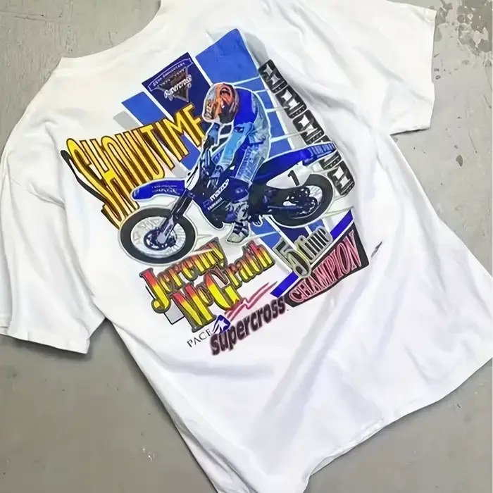 T-shirt rétro pour hommes, motif moto tout-terrain 1999, nouveau style d'été, t-shirt décontracté po