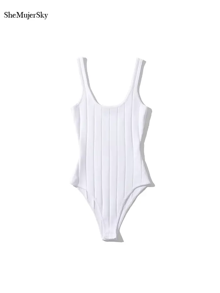 SheMujerSky femmes Sexy réservoir sans manches body été tricoté élastique mince couleur unie