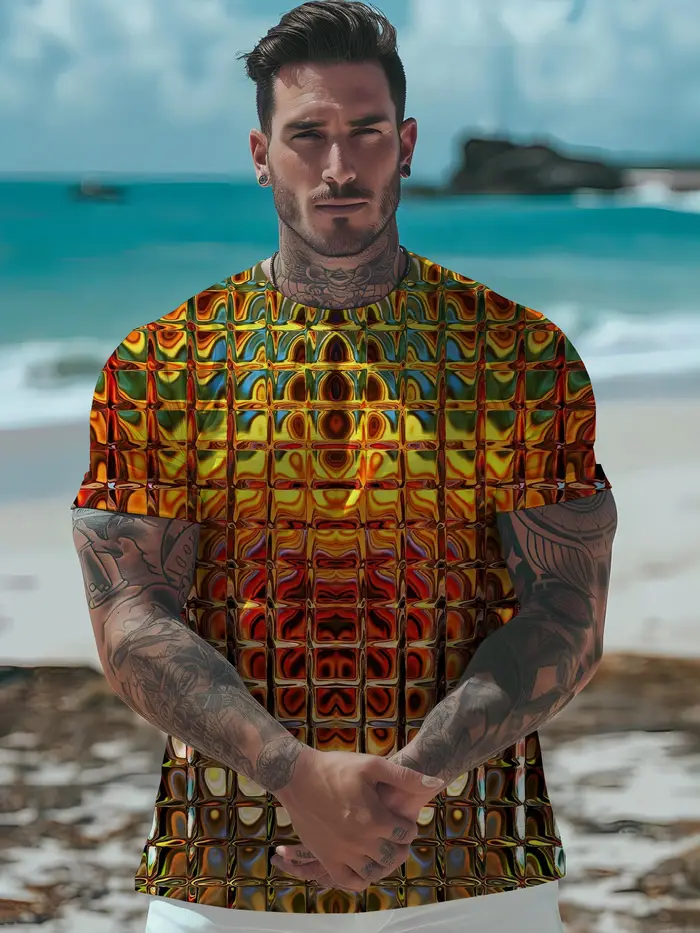 T-shirt de sport imprimé animal pour hommes