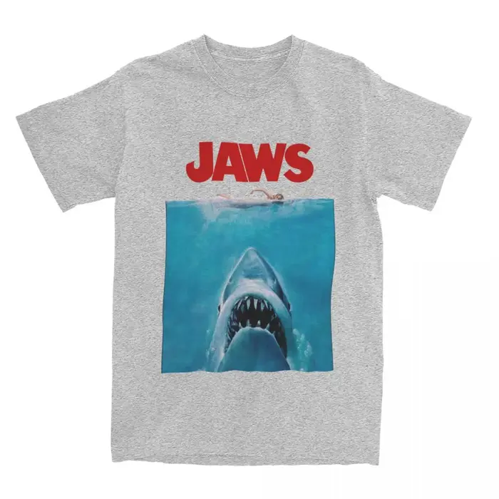 Hommes femmes mâchoires Original film chemise Merch rétro pur coton vêtements loisirs à manches courtes col rond t-shirts été T-Shirt