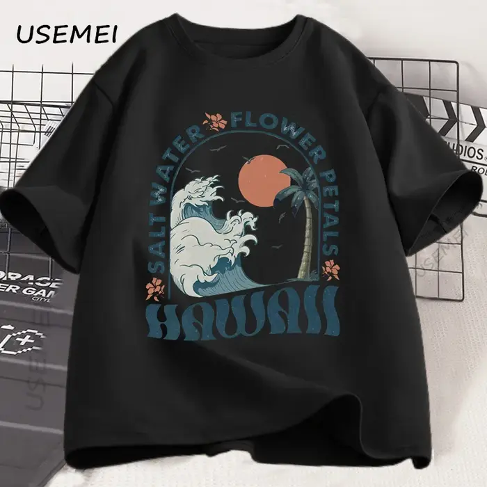Hawaii plage T-Shirt océan plage T-Shirt hommes femmes été vibrations vacances graphique t-shirts co
