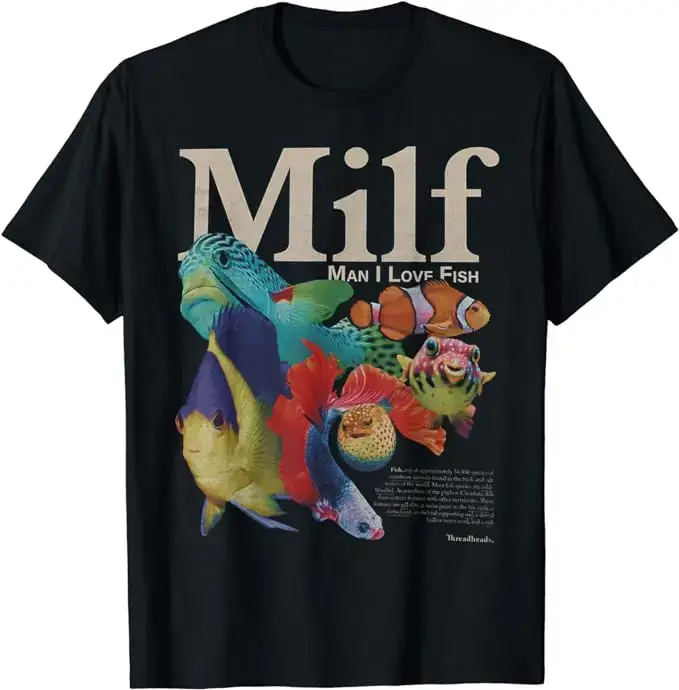 MILF-T-shirt à manches courtes pour hommes, I Love Fish, T-shirt graphique pour amoureux de la pêche