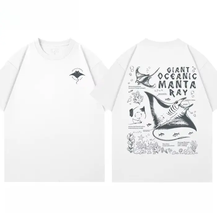 Nouveauté 2026 T-shirts à manches courtes pour femmes, col rond, motif Raie manta, thème Science pop