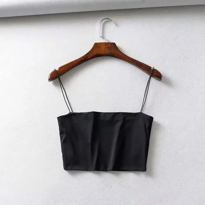 2025 été femmes haut court Sexy élastique coton Camis sans manches court débardeur barre