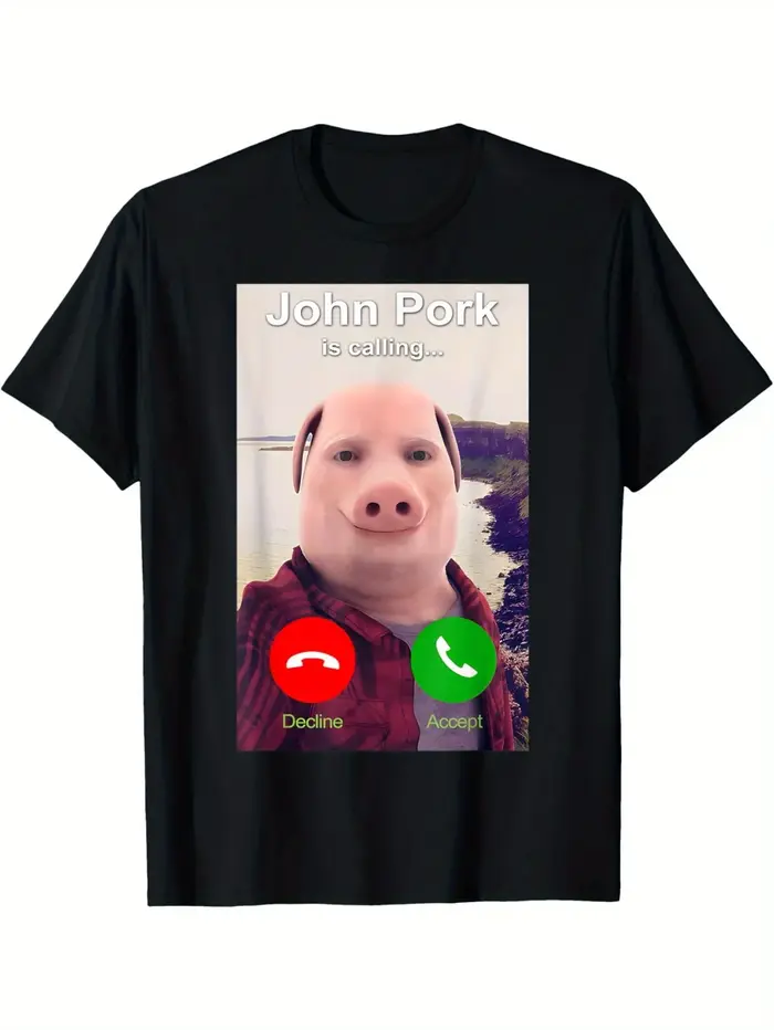 T-shirt drôle « John Pork appelle » pour hommes et femmes