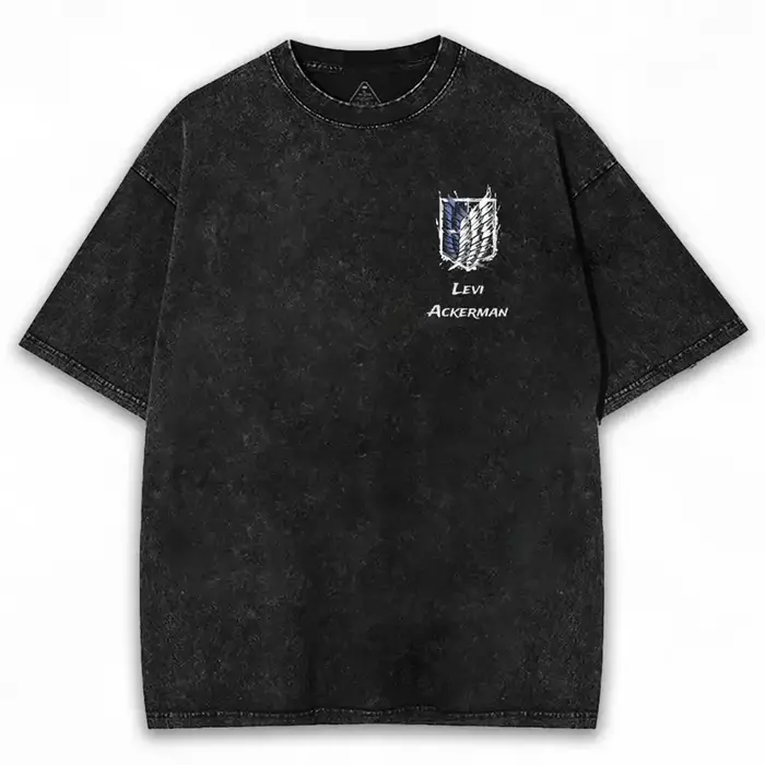 Levi Ackerman T-shirt graphique attaque sur Titan Anime Vintage lavé surdimensionné