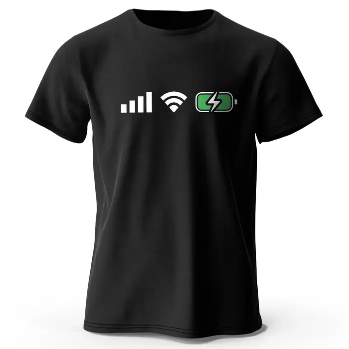 Signal WiFi Batterie Imprimé T-Shirt 100% Coton Surdimensionné Tech Graphique T-shirts pour Hommes Femmes Hauts D'été Digital Streetwear