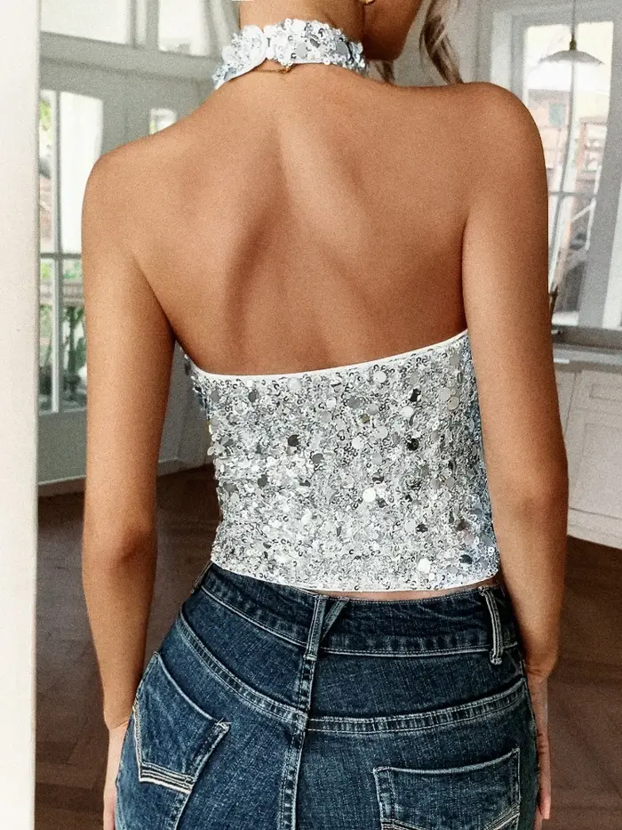 Débardeur d'été à paillettes pour femme