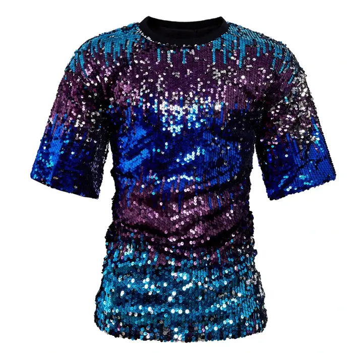 T-shirts à sequins colorés à manches courtes pour hommes, collection 2026, parfaits pour les soirées