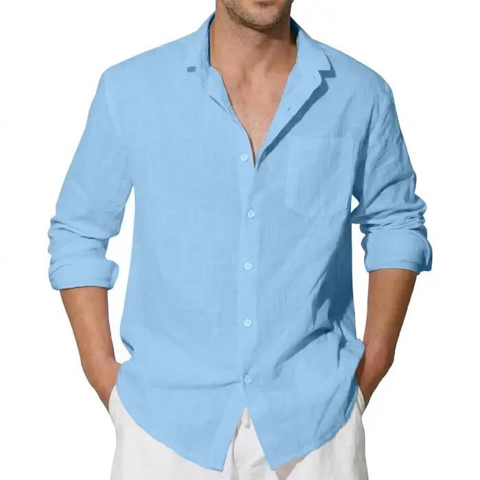 Chemises en coton à manches longues pour hommes