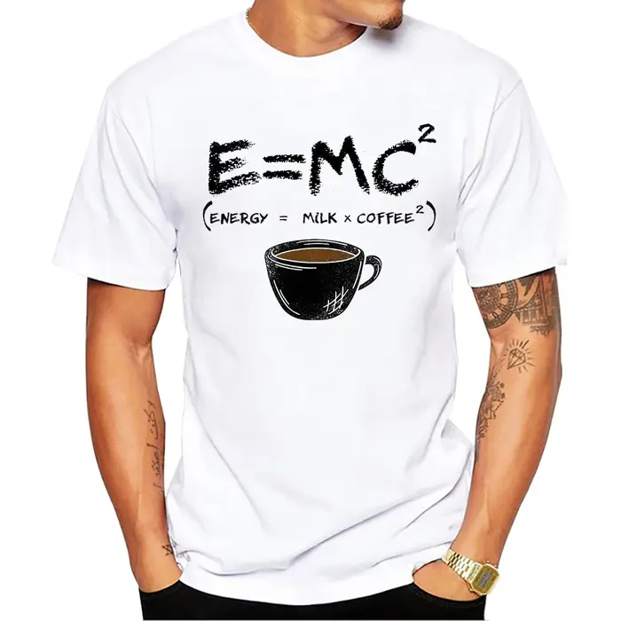 TEEHUB-T-shirt manches courtes homme, estival et humoristique, à la mode, énergie = lait x café, har