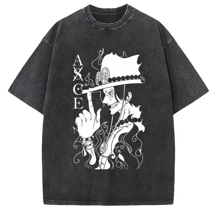 T-shirt unisexe délavé à imprimé graphique anime vintage gothique