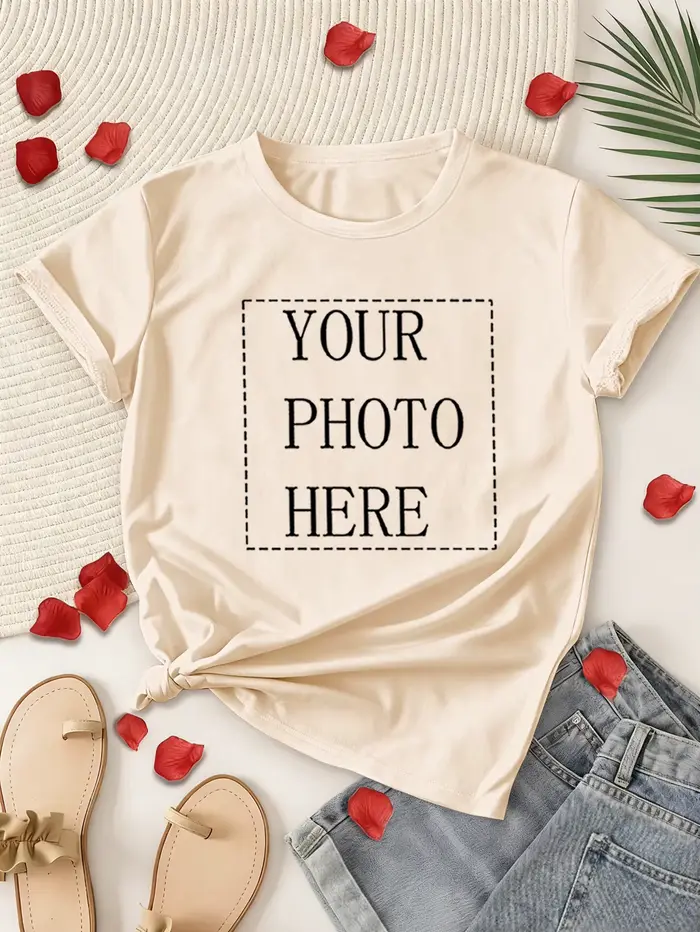 T-shirt pour femme avec photo et texte imprimés
