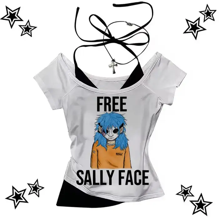Sally Face t-shirt fille streetwear Vintage Grunge graphique