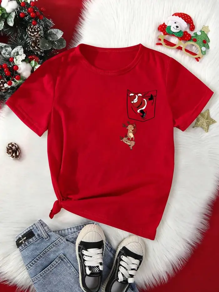 T-shirt imprimé joyeux Noël pour femme