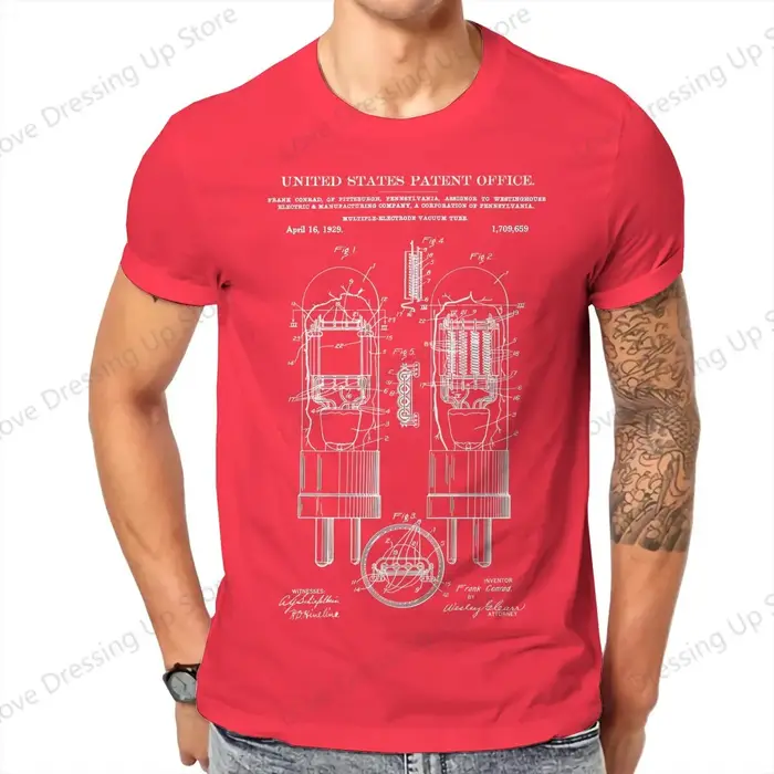 T-shirt en coton avec tube sous vide électronique pour homme, vintage, vêtements dermatologiques