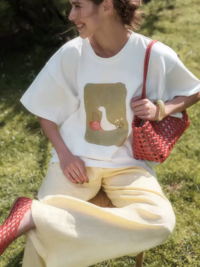 T-shirt imprimé 100 % coton pour femme