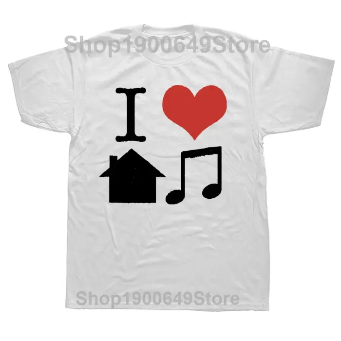 T-shirt à manches courtes pour hommes et femmes, avec slogan I Love House Music, rétro, Cool, Clubbi