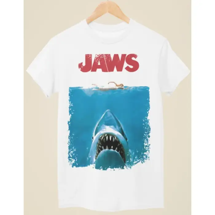 Jaws affiche de film Inspiration neutre noir T-shirt quatre saisons hommes et femmes pur coton décontracté mode Streetwear