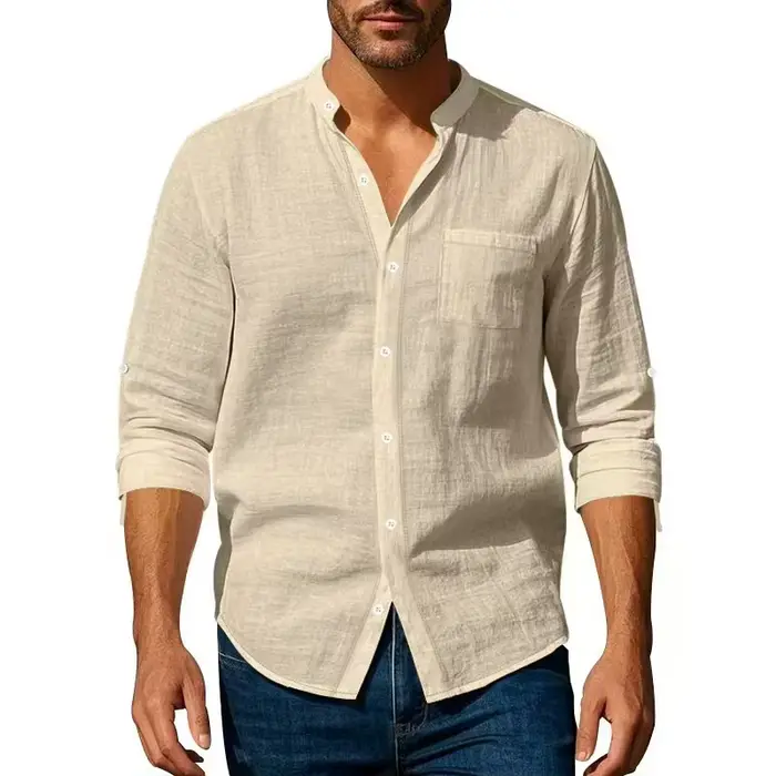 Chemise en coton et lin pour homme