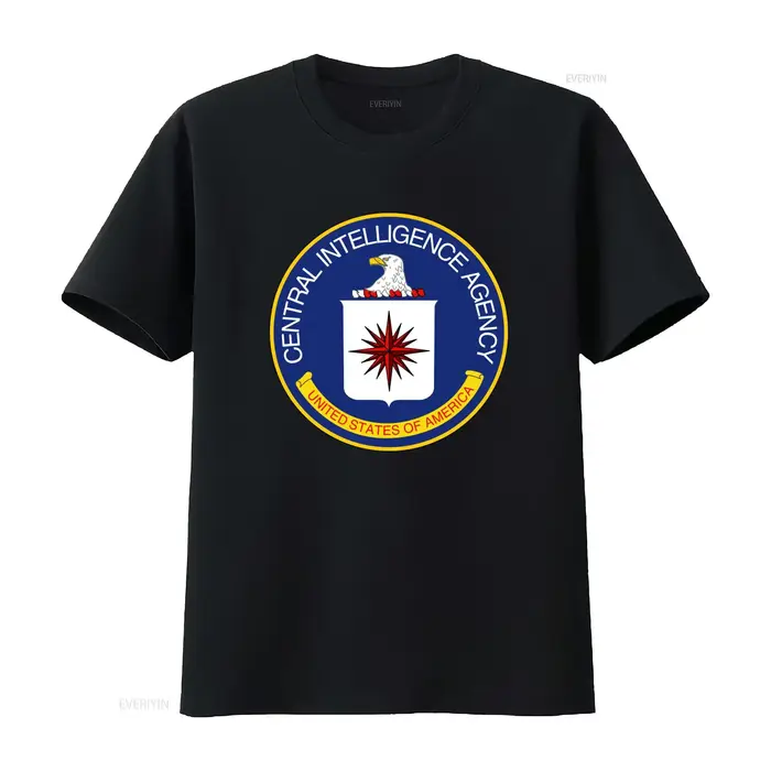T-shirt en coton avec sceau officiel de l'agence des renseignements centraux américaine, style vinta