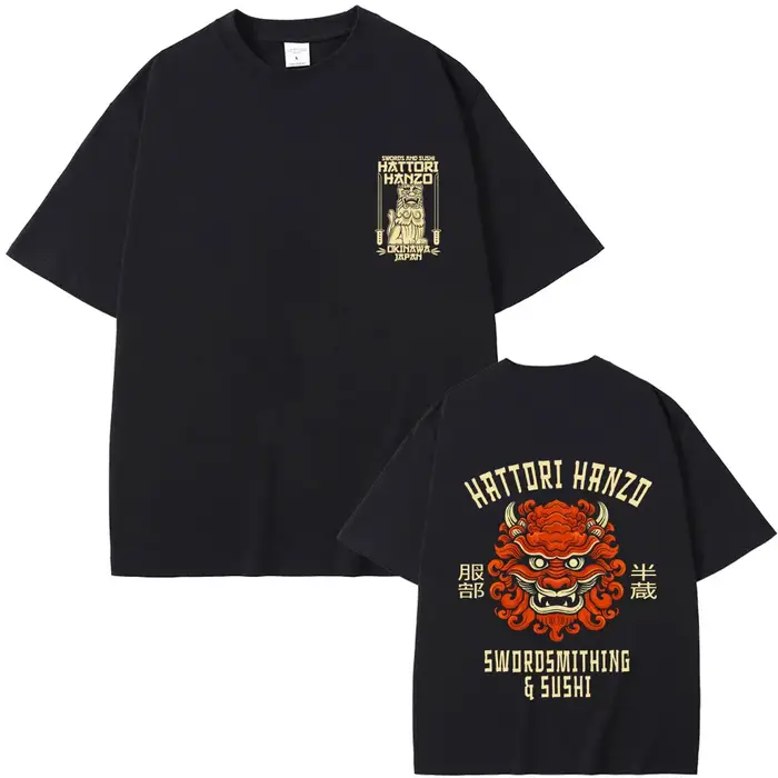 T-shirt pour hommes, film Kill Bill, épées et Sushi, Hattori Hanzo, Okinawa, Japon, Quentin Tarantin