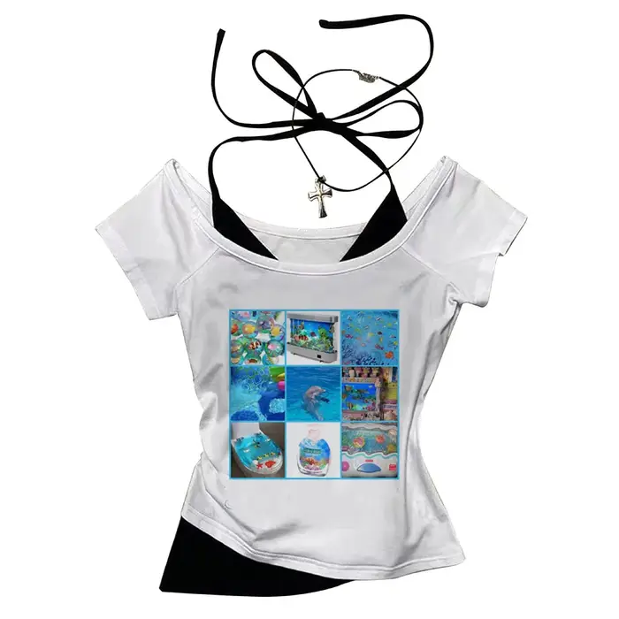 Frutiger Aero crop top harajuku mignon été gothique fée Grunge 2025 Streetwear adolescents t-shirt