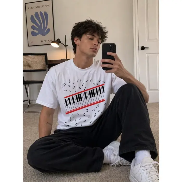 T-shirt Michael J Beat It Clavier de piano