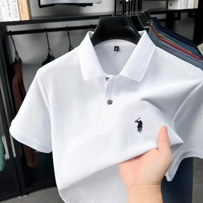 Designer marque 100% coton manches courtes polo chemise mode luxe pony broderie hommes été décontrac