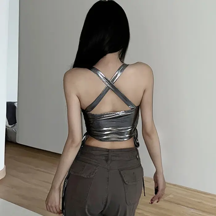 Corset à lacets à col carré pour femmes