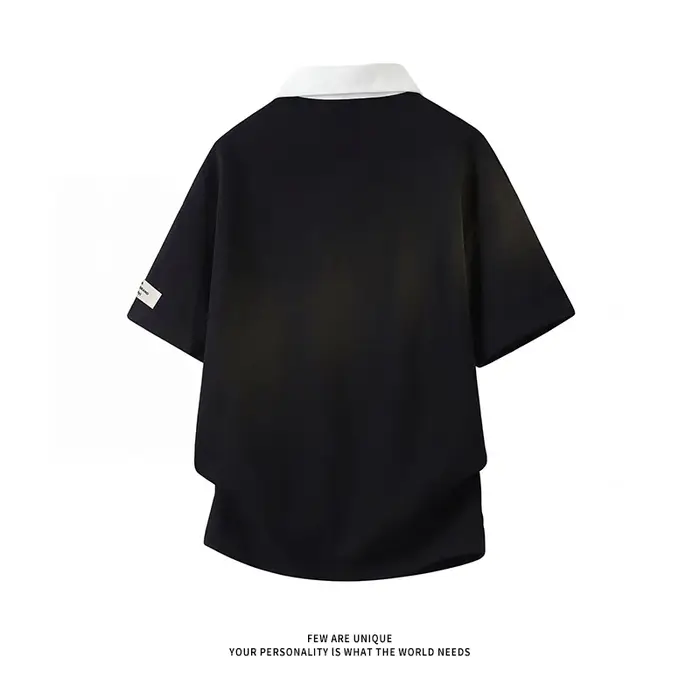 Chemises polo tendance à demi-zip bicolores pour hommes