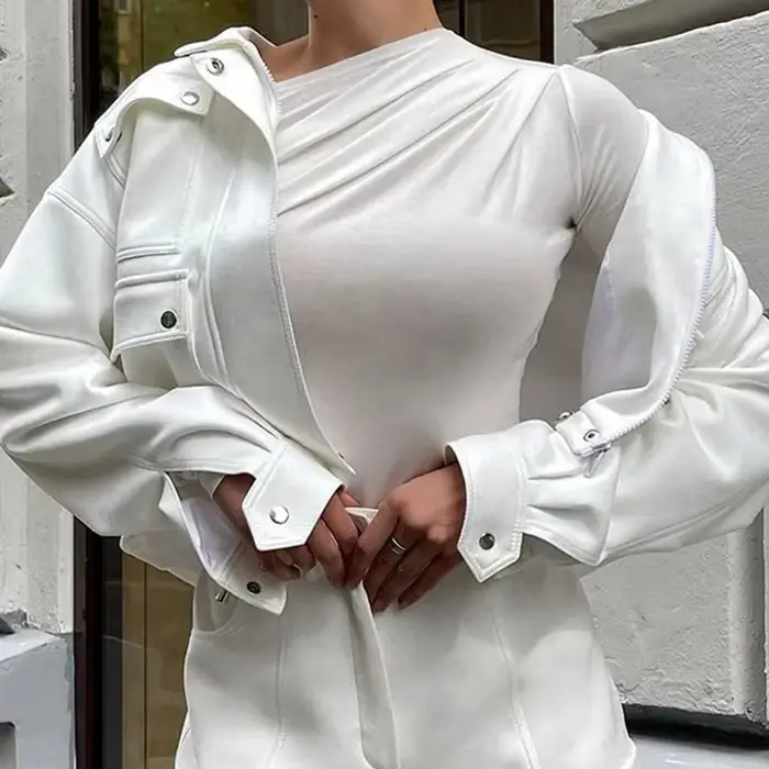 Haut à manches longues blanc T-Shirts femmes basique