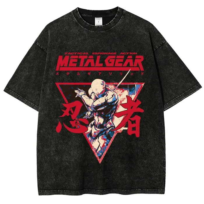 T-shirt délavé Metal Gear Solid, nouveau modèle 2026, vêtement de style personnalisé, pour toute l'a