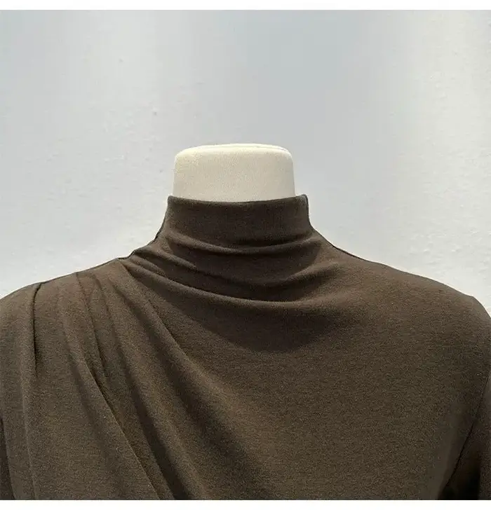 T-shirt à manches longues et col mi-haut pour femme
