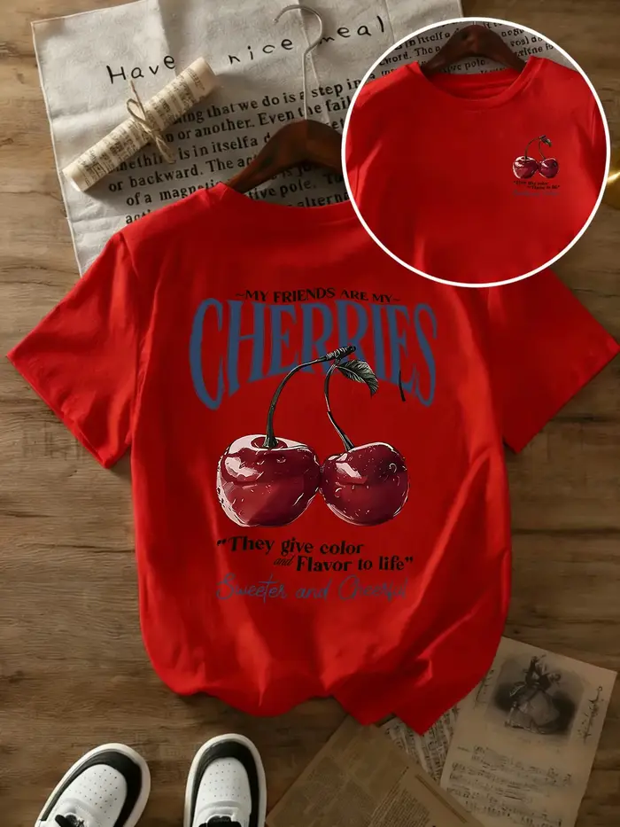 T-shirts imprimés cerises pour femmes